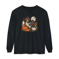 Halloween Chicken Tee — Witch Hat Chicken with Pumpkins & Ghosts Long Sleeve Shirt