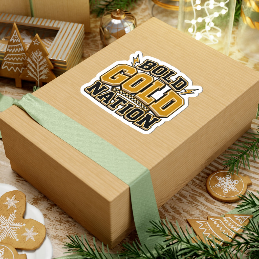 Bold Gold Nation Sticker — Sports Team Pride Kiss-Cut Decal