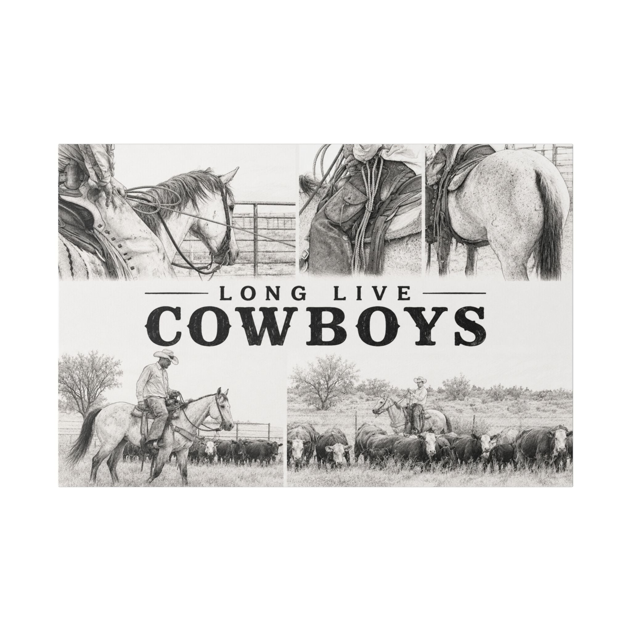 Long Live Cowboys Canvas Wall Art — Western Cowboy Rustic Home Decor
