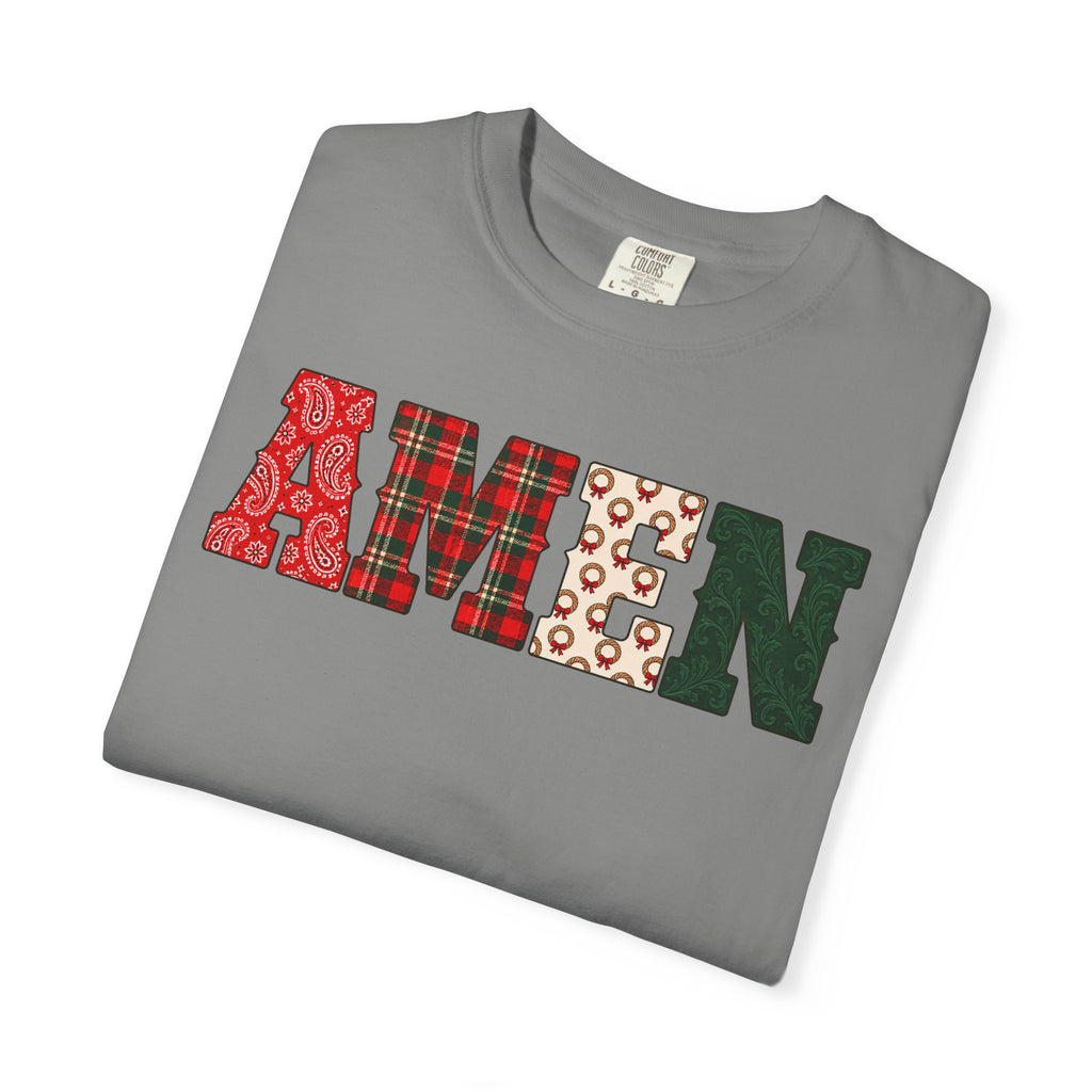 AMEN Western Christmas Patchwork T-Shirt