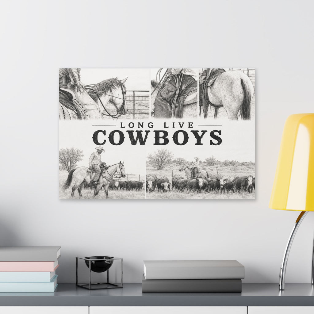 Long Live Cowboys Canvas Wall Art — Western Cowboy Rustic Home Decor