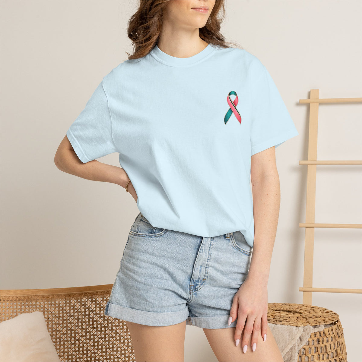 Metastatic Cancer Awareness Ribbon T‑Shirt — Garment‑Dyed Support Tee