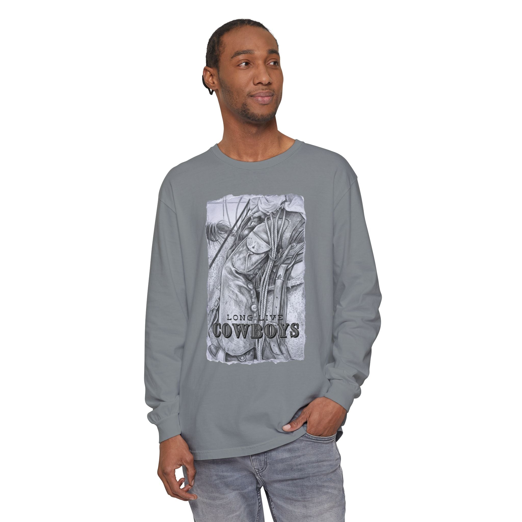 Cowboys Vintage Sketch Long Sleeve Tee