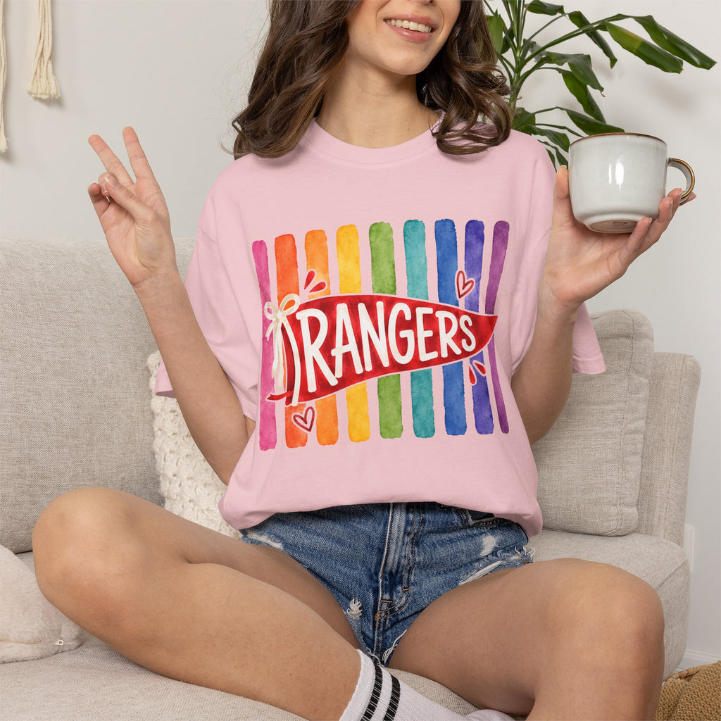 Rangers Rainbow Pennant T-Shirt — Pride School Spirit Tee