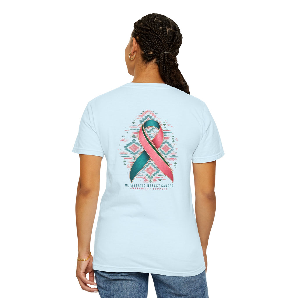 Metastatic Cancer Awareness Ribbon T‑Shirt — Garment‑Dyed Support Tee
