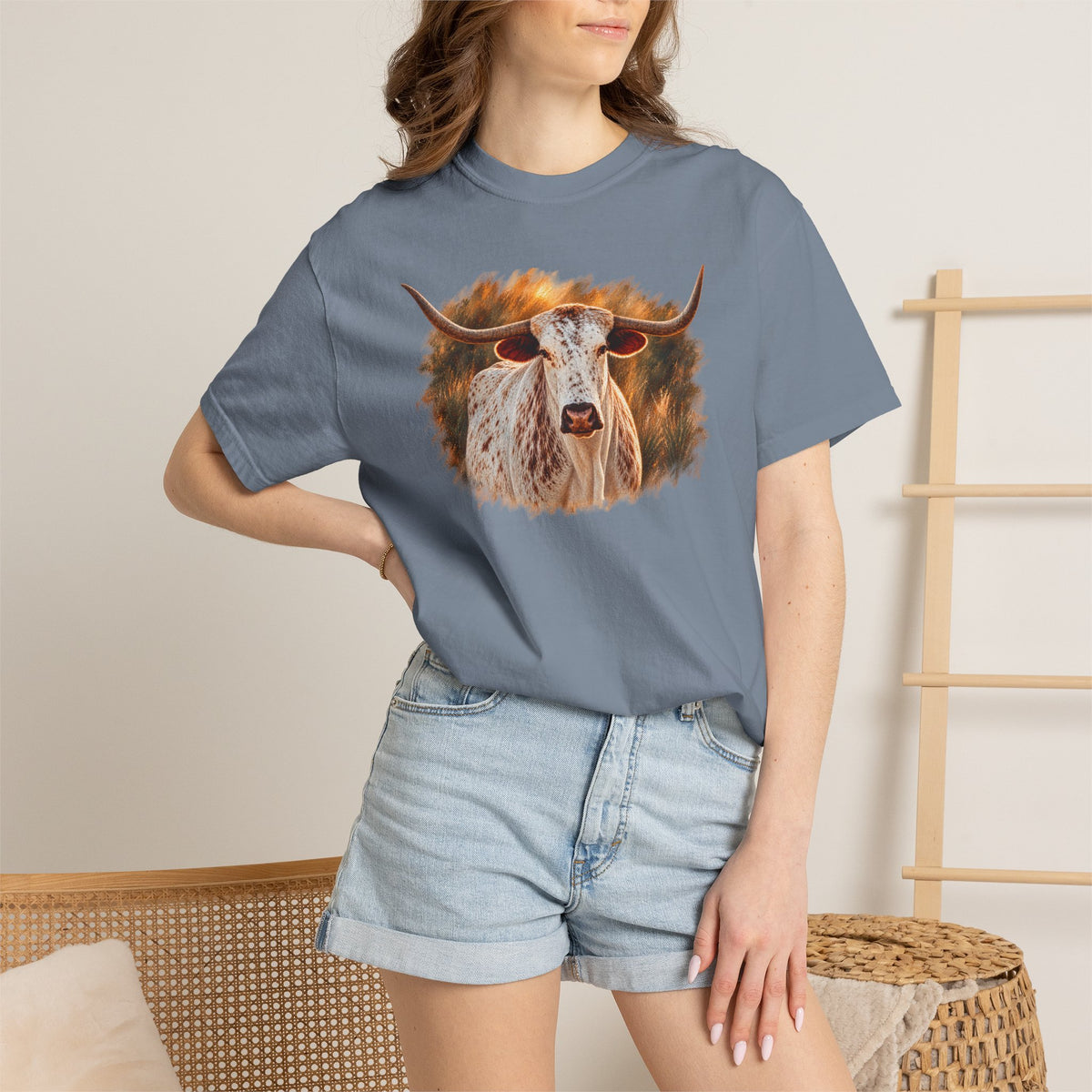 Longhorn Painting T-Shirt — Rustic Texas Cattle Graphic Tee
