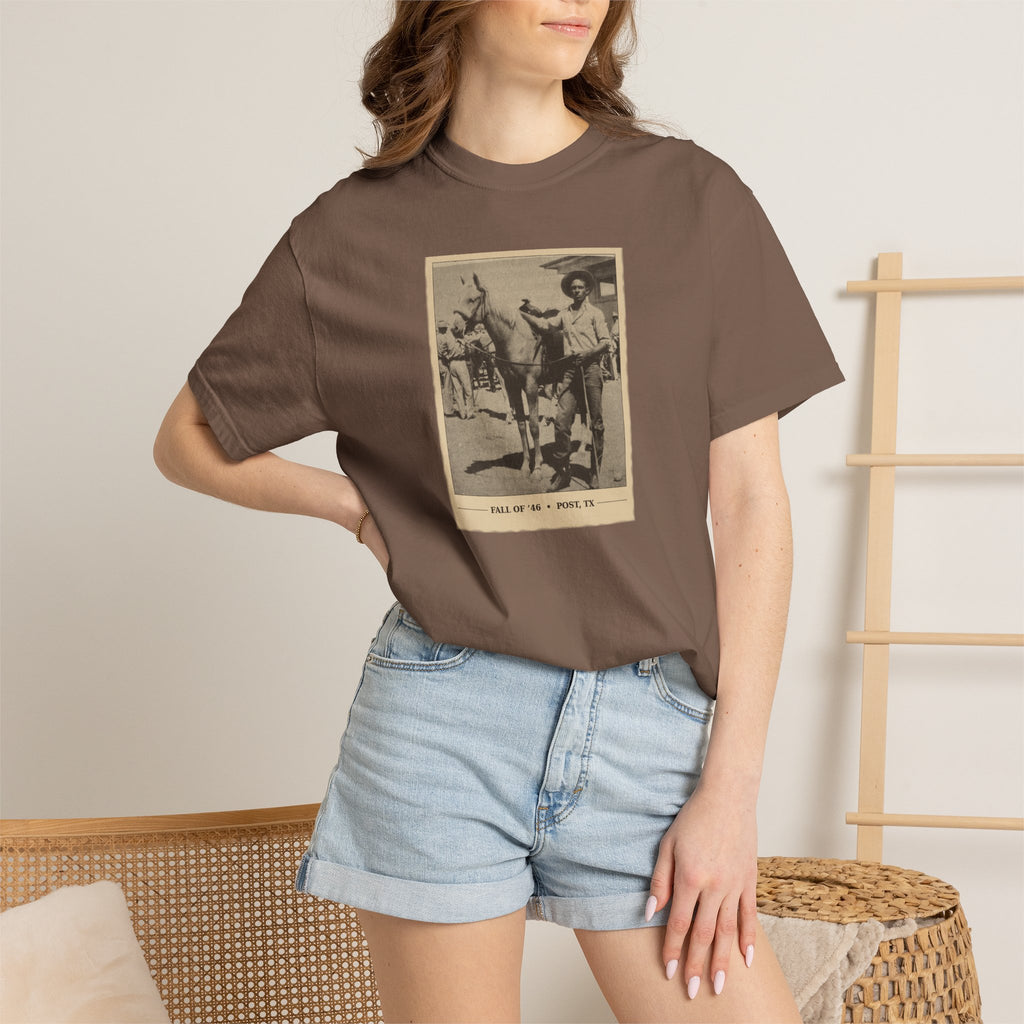 Vintage Cowboy Photo T-Shirt — 'Tales of the West' Garment-Dyed Tee