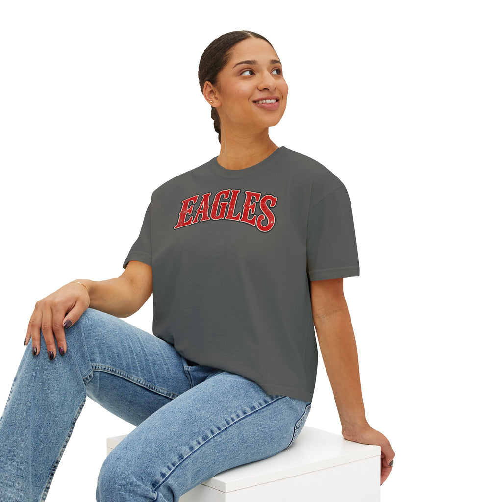 Eagles Graphic Boxy Tee — Women's Cropped Crewneck Shirt