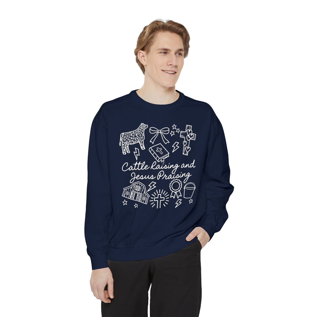 Cattle Raising & Jesus Praising Sweatshirt — Stockshow Mom Christian Crewneck