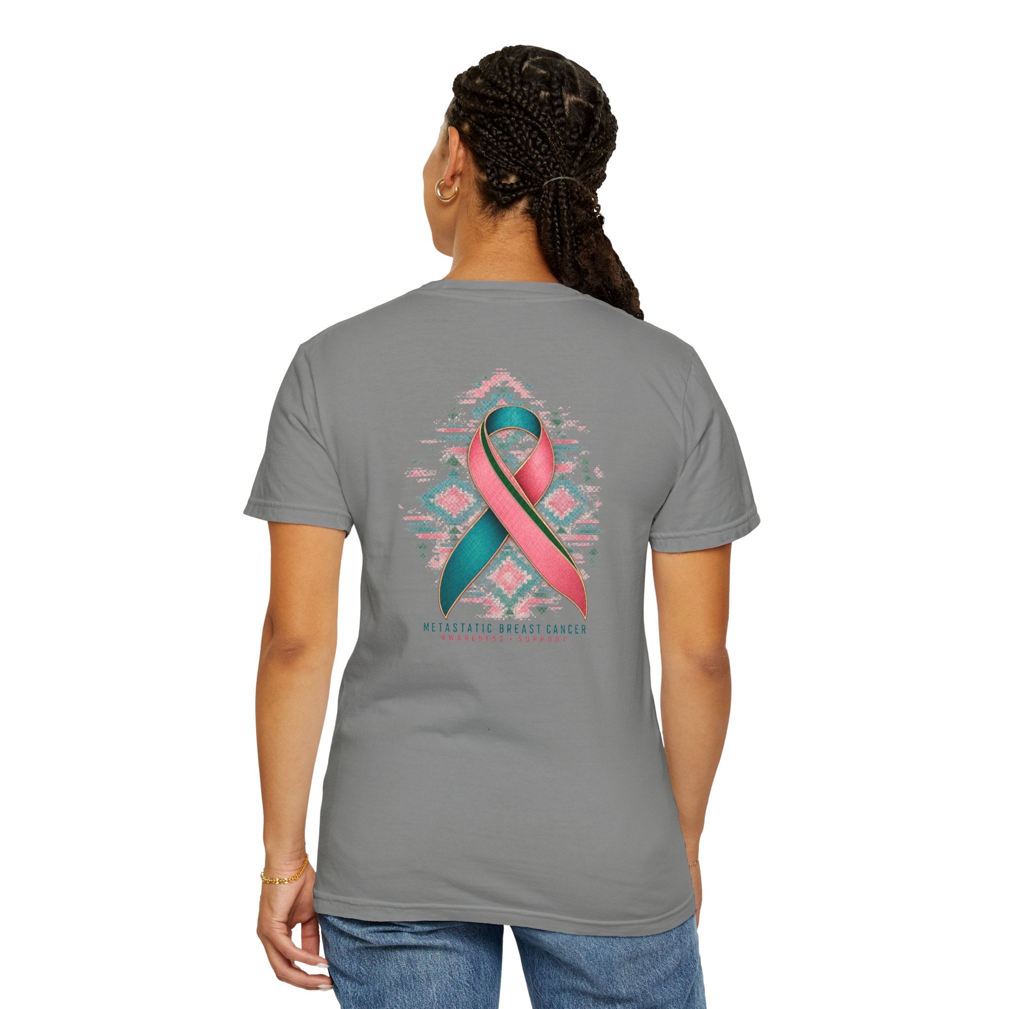 Metastatic Cancer Awareness Ribbon T‑Shirt — Garment‑Dyed Support Tee