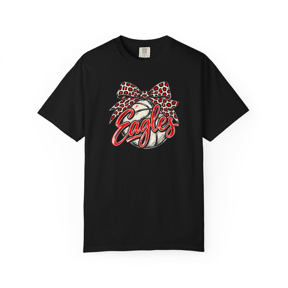 Eagles Volleyball T-Shirt with Leopard Bow Graphic