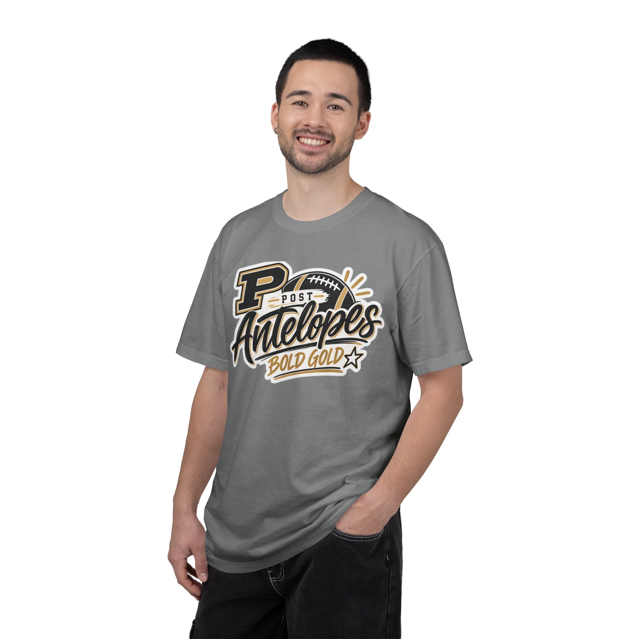 Post Antelopes Bold Gold Football T-Shirt