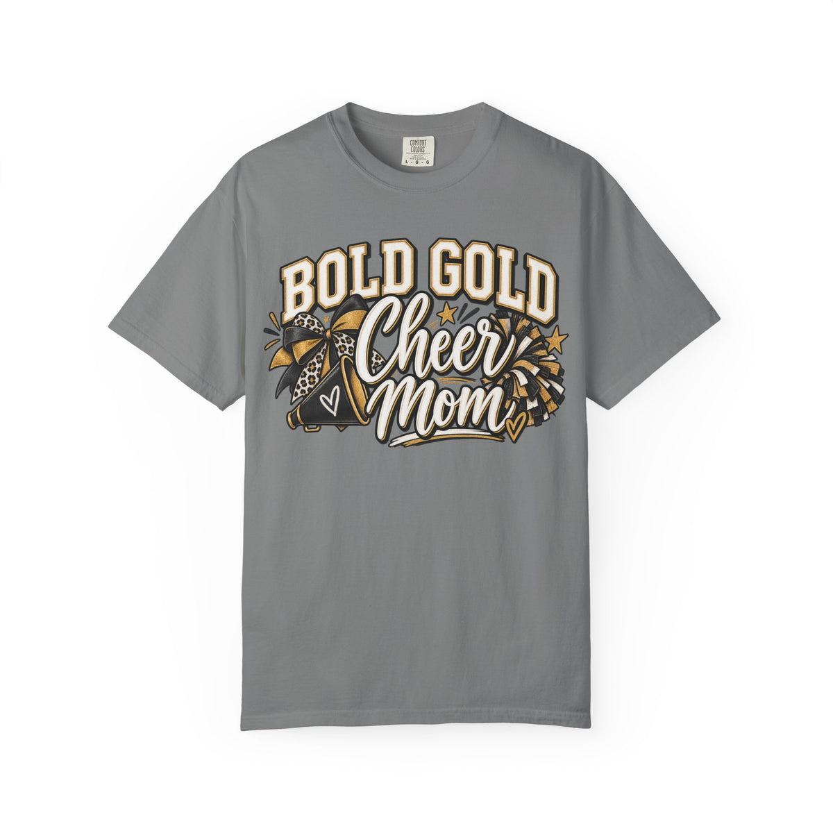 Bold Gold Cheer Mom T-Shirt – Pom Pom Cheerleader Mom Tee
