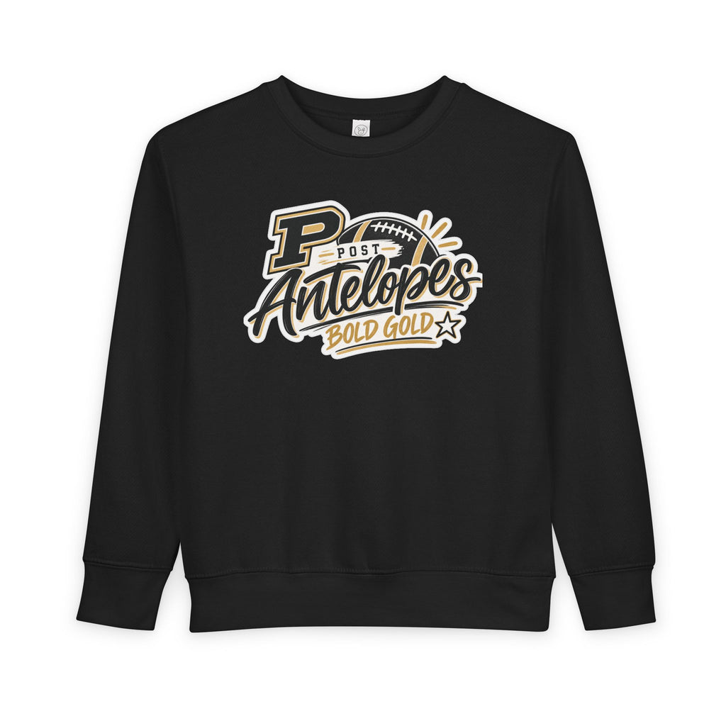 Toddler Sweatshirt — Post Antelopes Bold Gold Football Logo Kids Crewneck