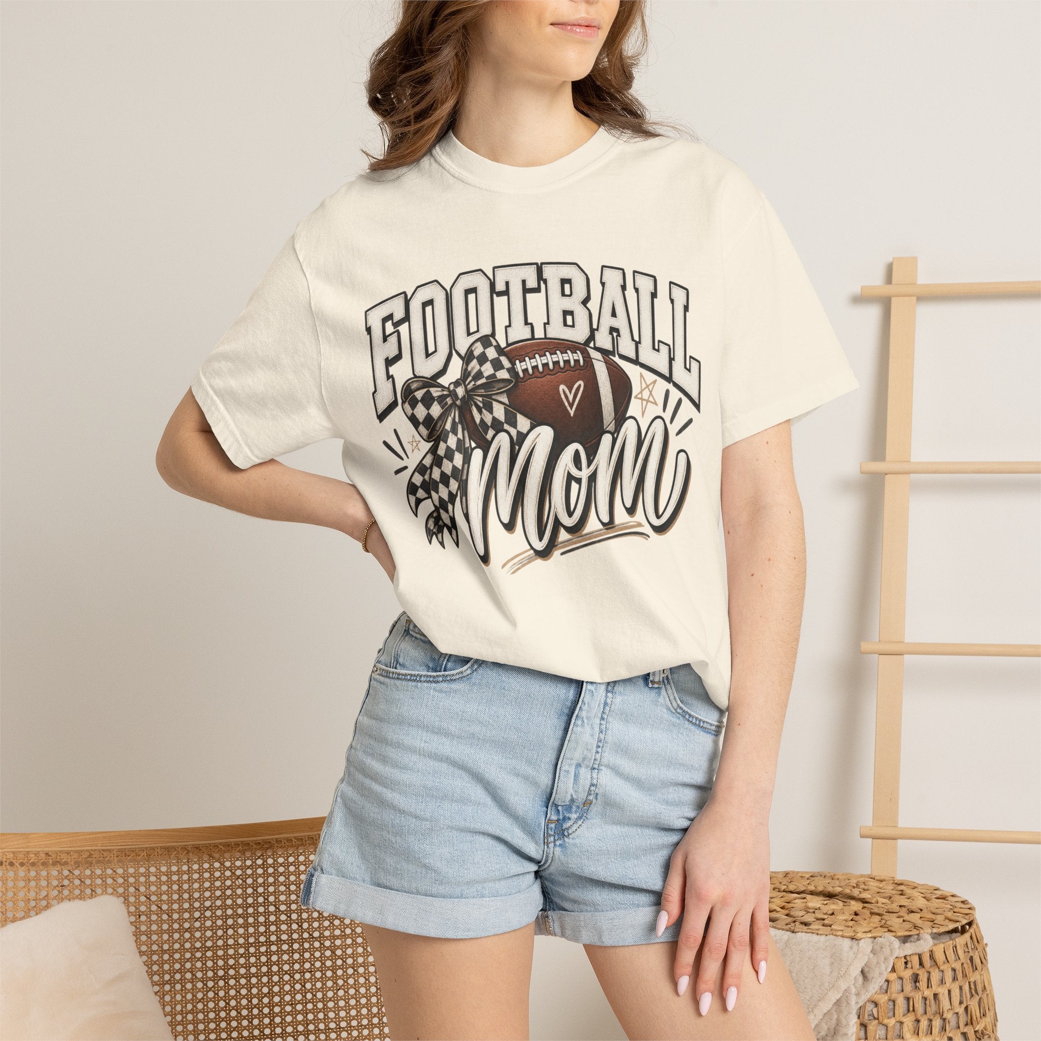 Football Mom T-Shirt — Vintage Garment-Dyed Sideline Tee