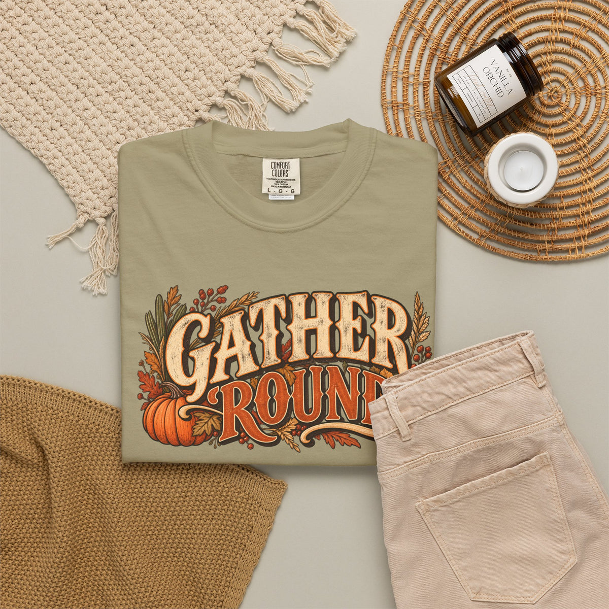 Gather 'Round Fall T-Shirt — Pumpkin Harvest Graphic Tee