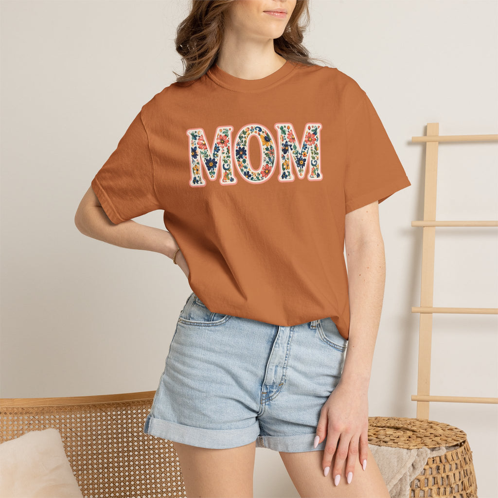 Mom Floral T-Shirt — Vintage Garment-Dyed Mother's Day Tee