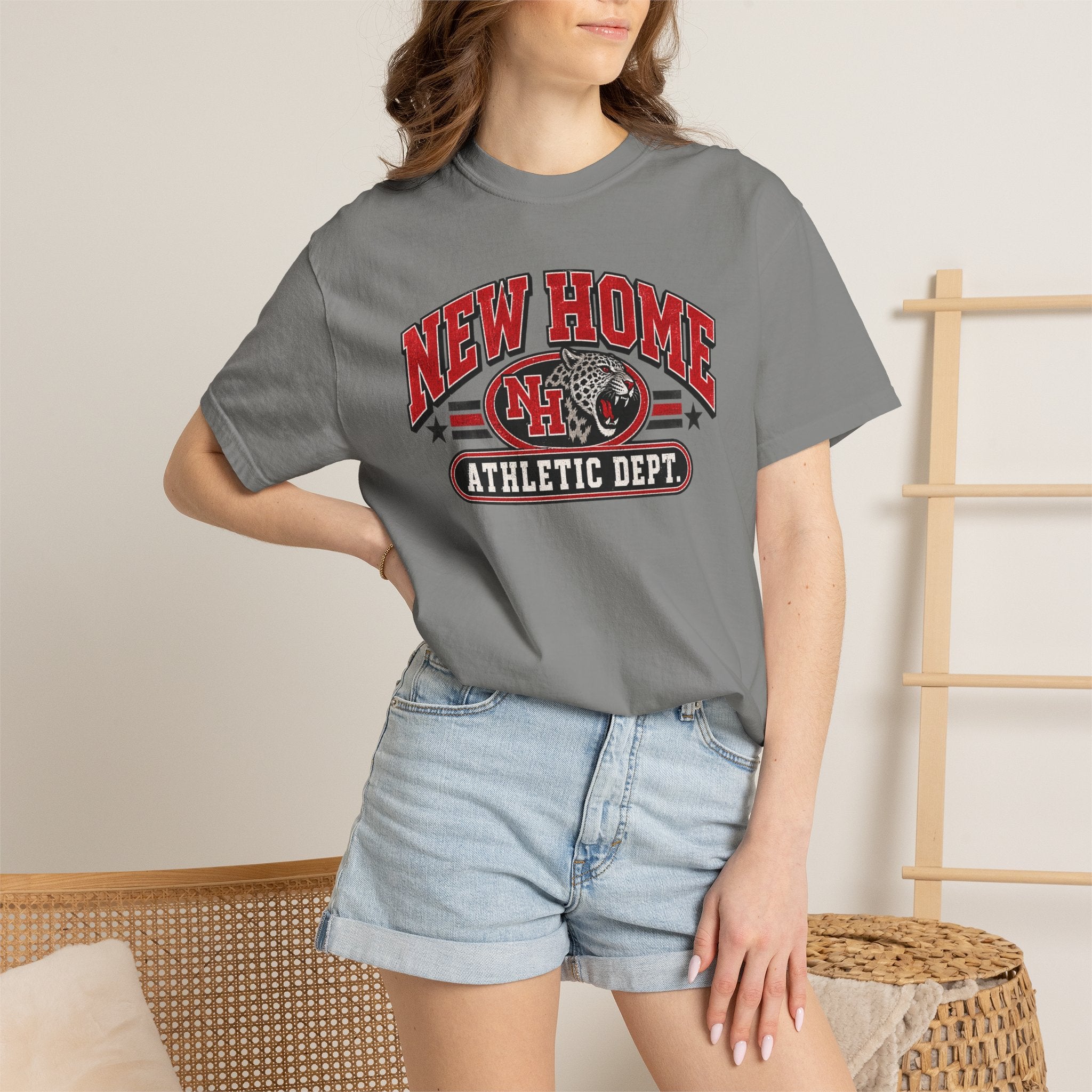 New Home Athletic Dept. T-Shirt — Vintage College Graphic Tee