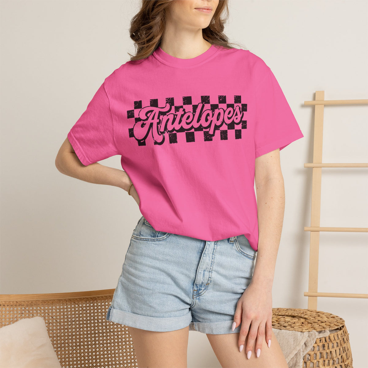 Antelopes Checkerboard Graphic T-Shirt