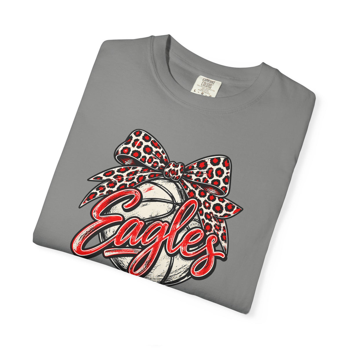 Eagles Volleyball T-Shirt with Leopard Bow Graphic