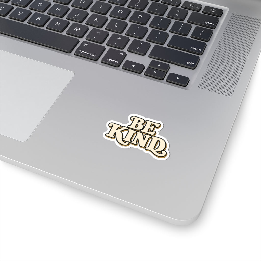 Be Kind Retro Script Sticker — Inspirational Vinyl Kiss-Cut Decal for Laptop, Water Bottle, Journal