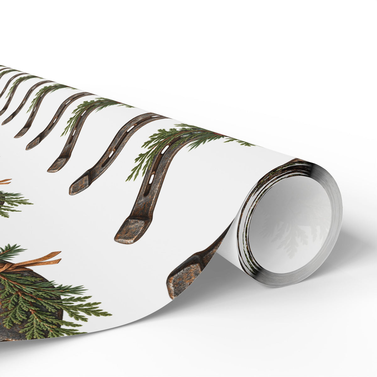 Rustic Horseshoe & Evergreen Wrapping Paper
