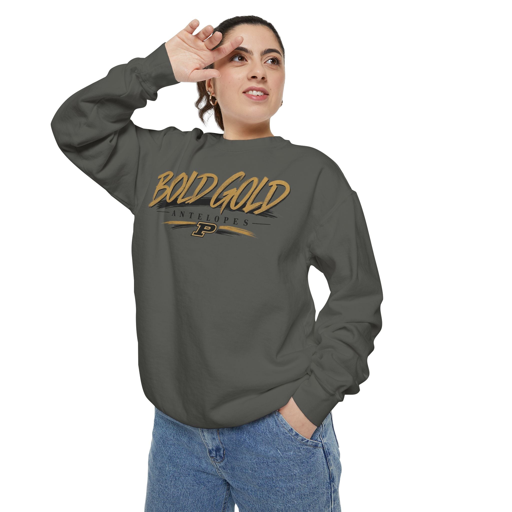 Bold Gold Antelopes Sweatshirt — Vintage Script Graphic Crewneck