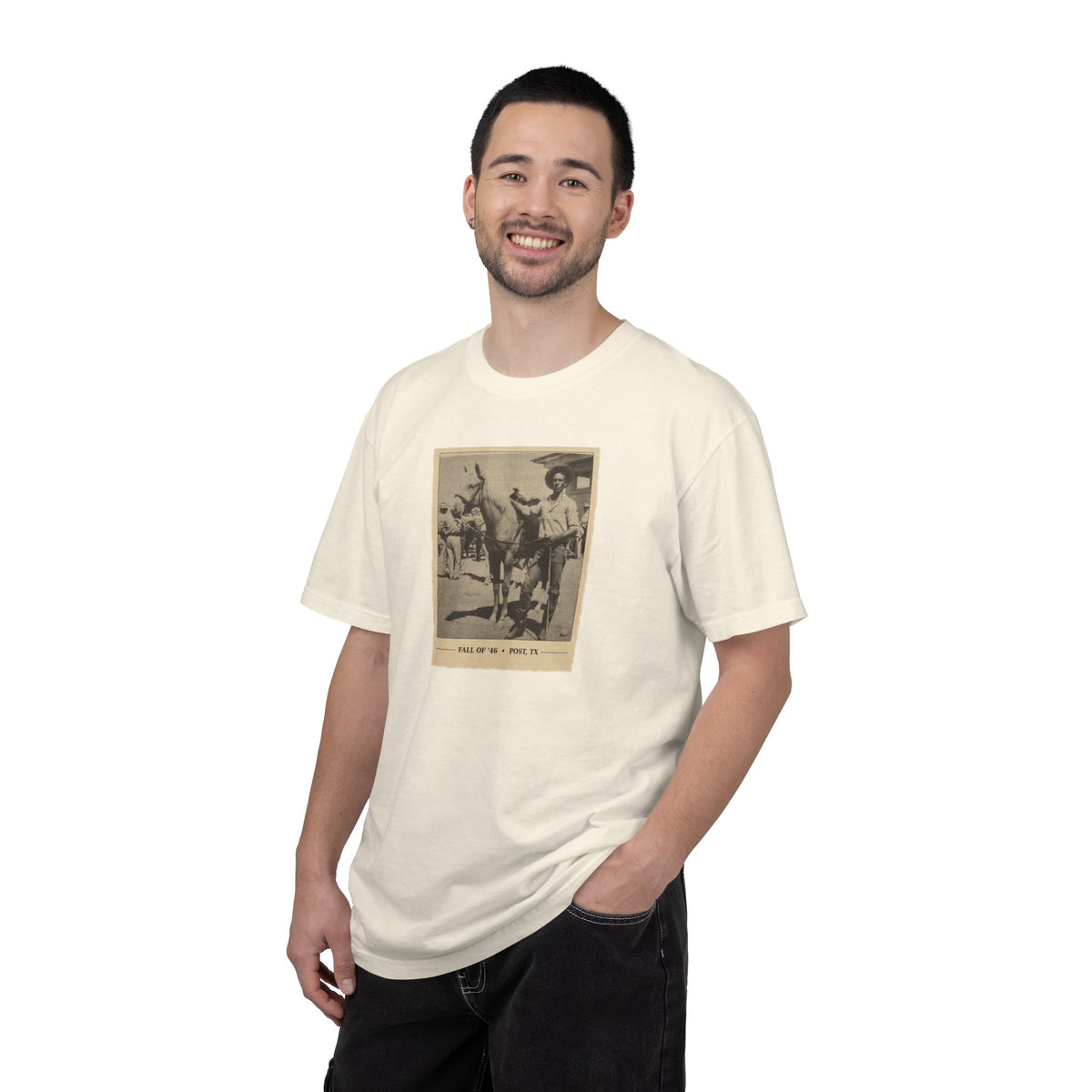 Vintage Cowboy Photo T-Shirt — 'Tales of the West' Garment-Dyed Tee