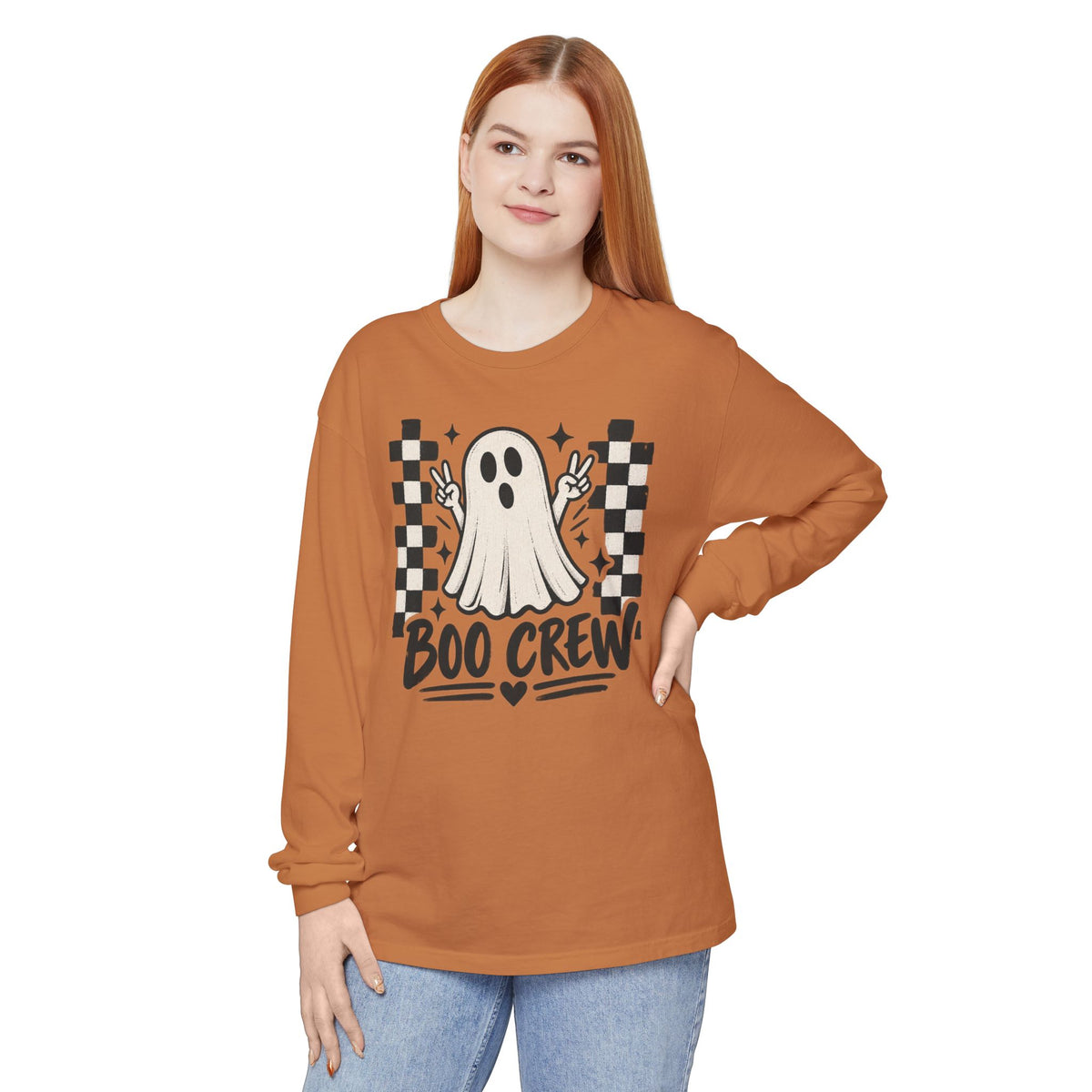 Boo Crew Long Sleeve Tee — Cute Ghost Halloween Shirt