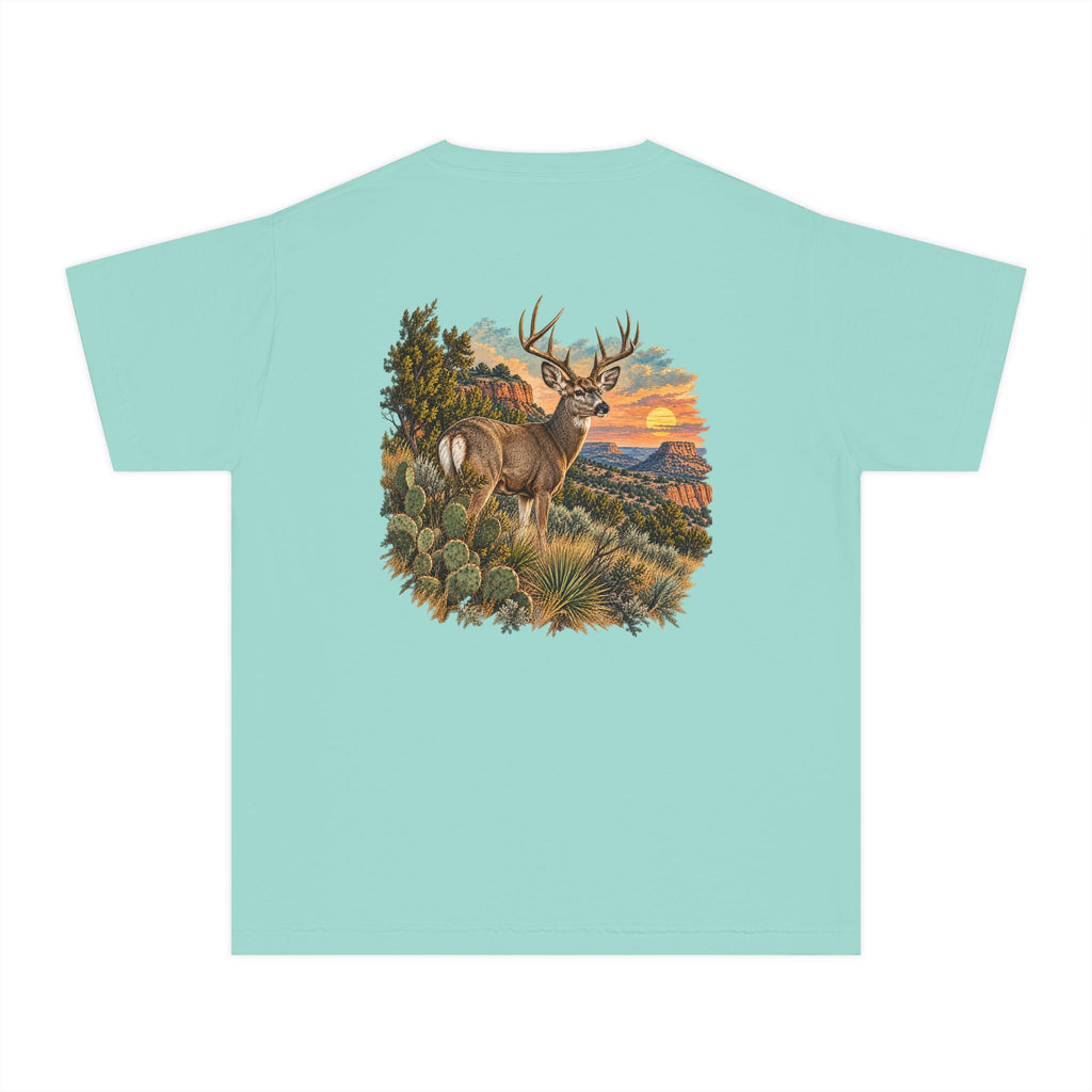 Youth Tee — Caprock Critters Mule Deer at Sunset