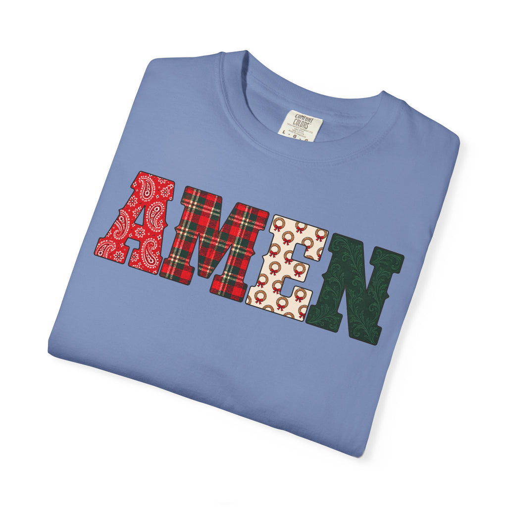 AMEN Western Christmas Patchwork T-Shirt