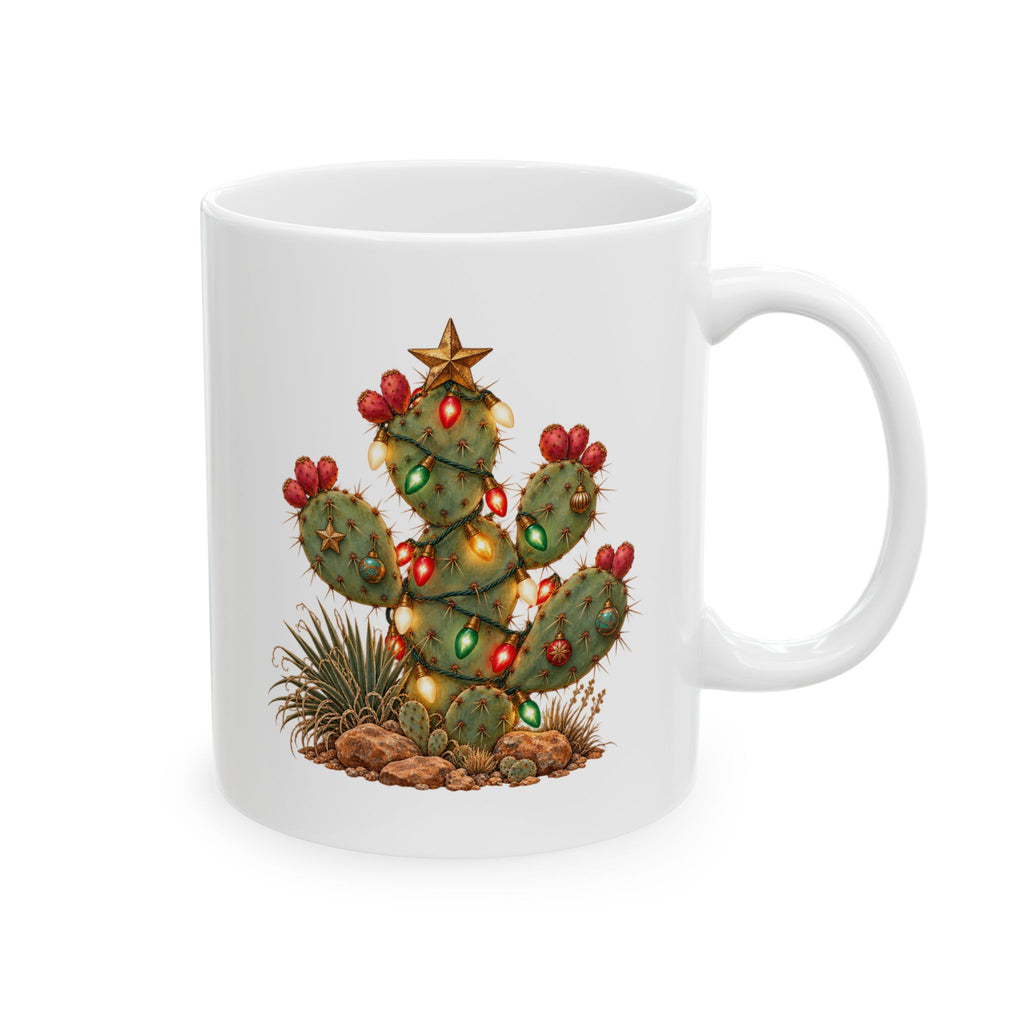 Ceramic Mug with Festive Christmas Cactus Design
