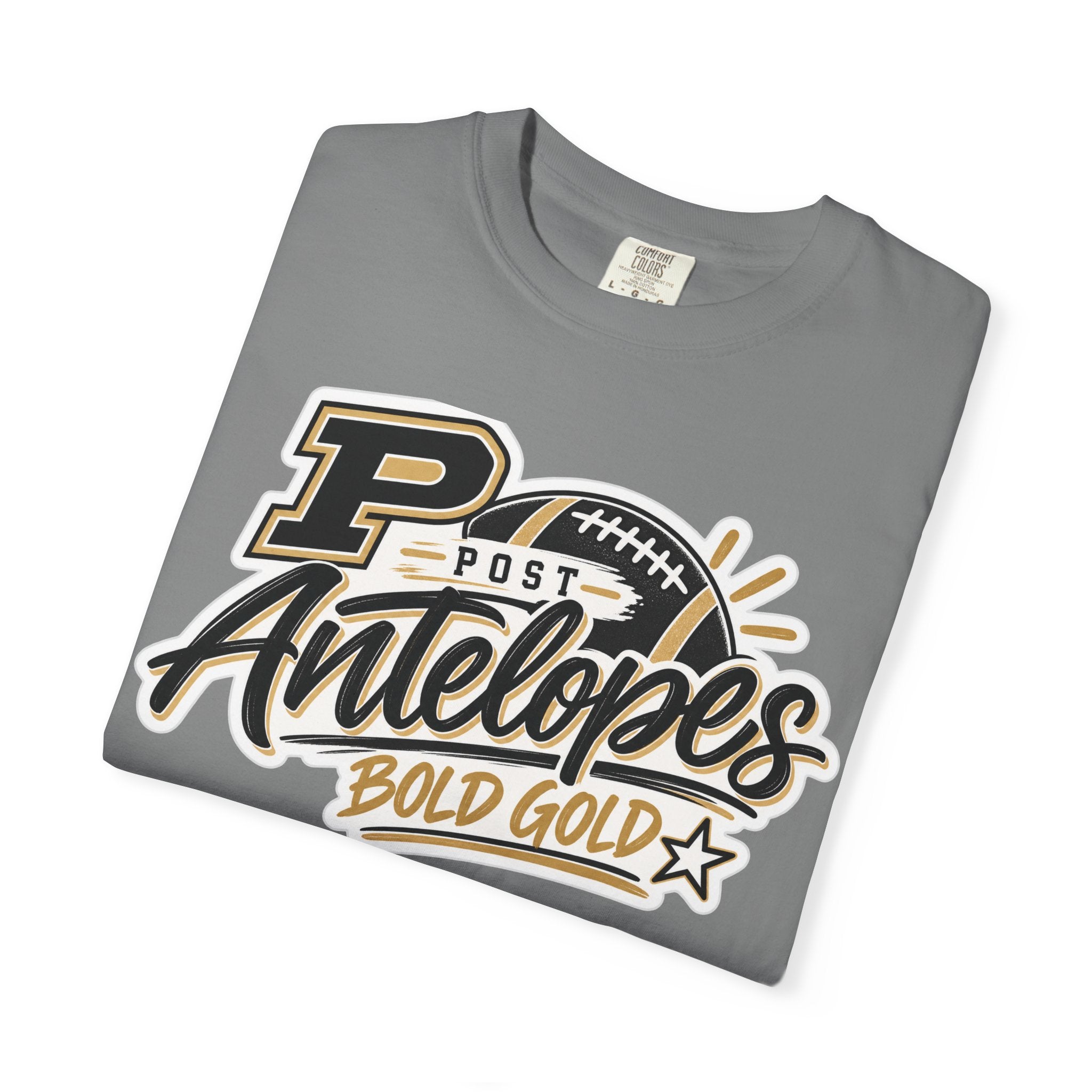 Post Antelopes Bold Gold Football T-Shirt