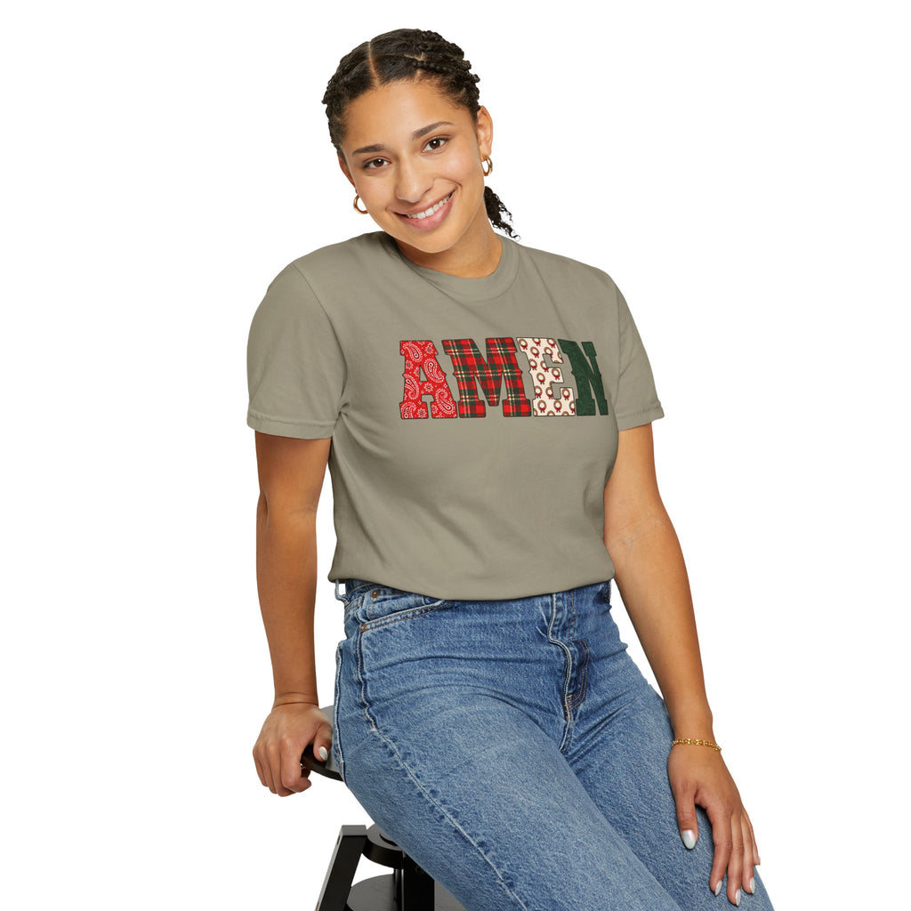 AMEN Western Christmas Patchwork T-Shirt