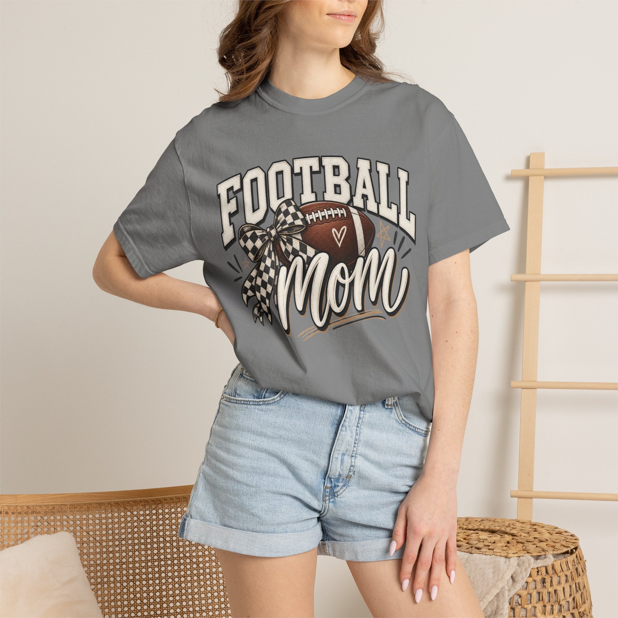 Football Mom T-Shirt — Vintage Garment-Dyed Sideline Tee
