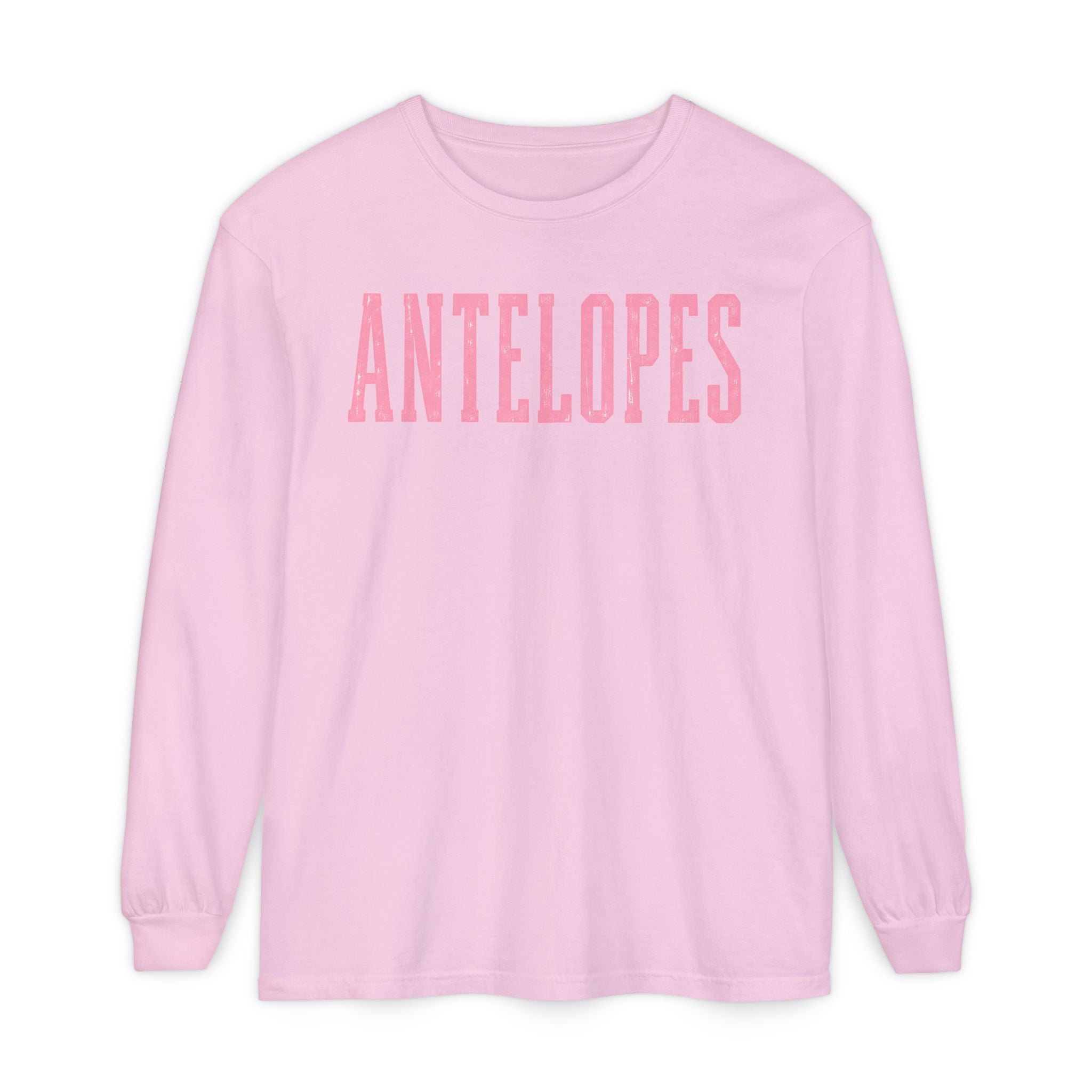 Antelopes Long Sleeve T‑Shirt — Vintage Collegiate Pink Logo