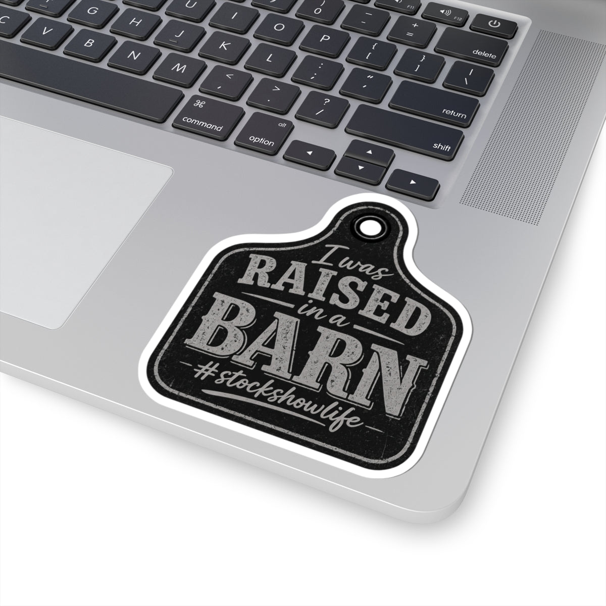 Raised in a Barn Kiss-Cut Sticker — “I Was Raised in a Barn #stockshowlife” Rustic Livestock Sticker
