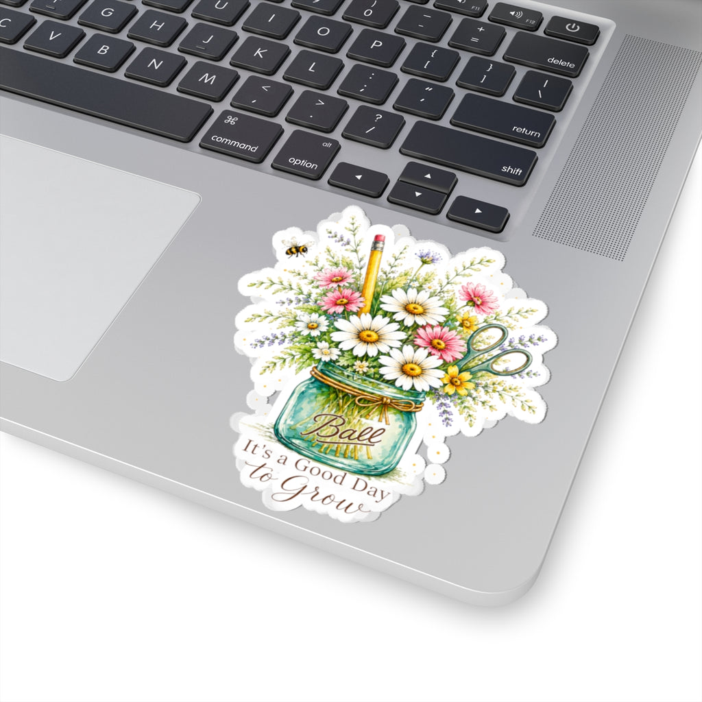 Sticker — “It’s a Good Day to Grow” Mason Jar Wildflower Sticker