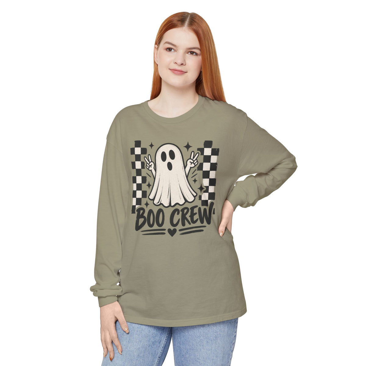 Boo Crew Long Sleeve Tee — Cute Ghost Halloween Shirt