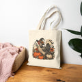Autumn Witchy Chicken Cotton Canvas Tote — Pumpkin, Moon & Chicken Halloween Market Bag