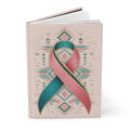 Metastatic Breast Cancer Awareness Ribbon Hardcover Journal — Teal & Pink Support Notebook