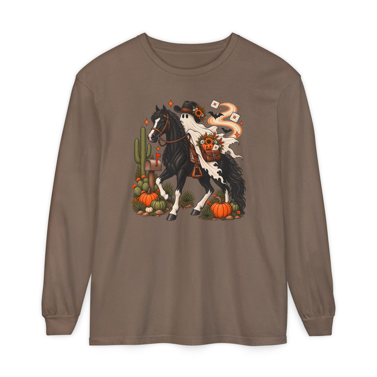 Halloween Cowboy Ghost Horse Long Sleeve Tee