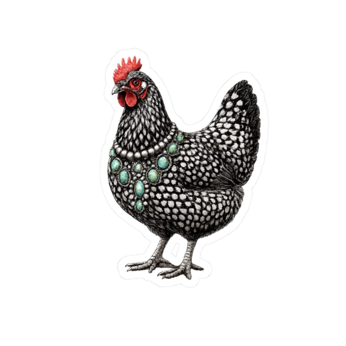 Decorative Hen Sticker — Black Speckled Chicken Kiss-Cut Vinyl Decal