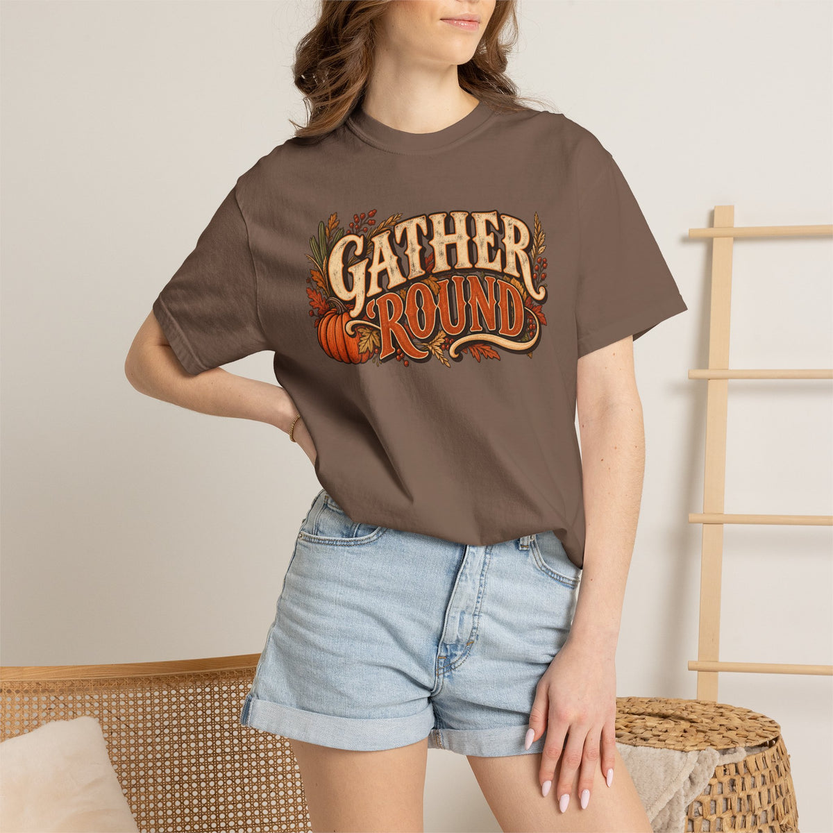 Gather 'Round Fall T-Shirt — Pumpkin Harvest Graphic Tee