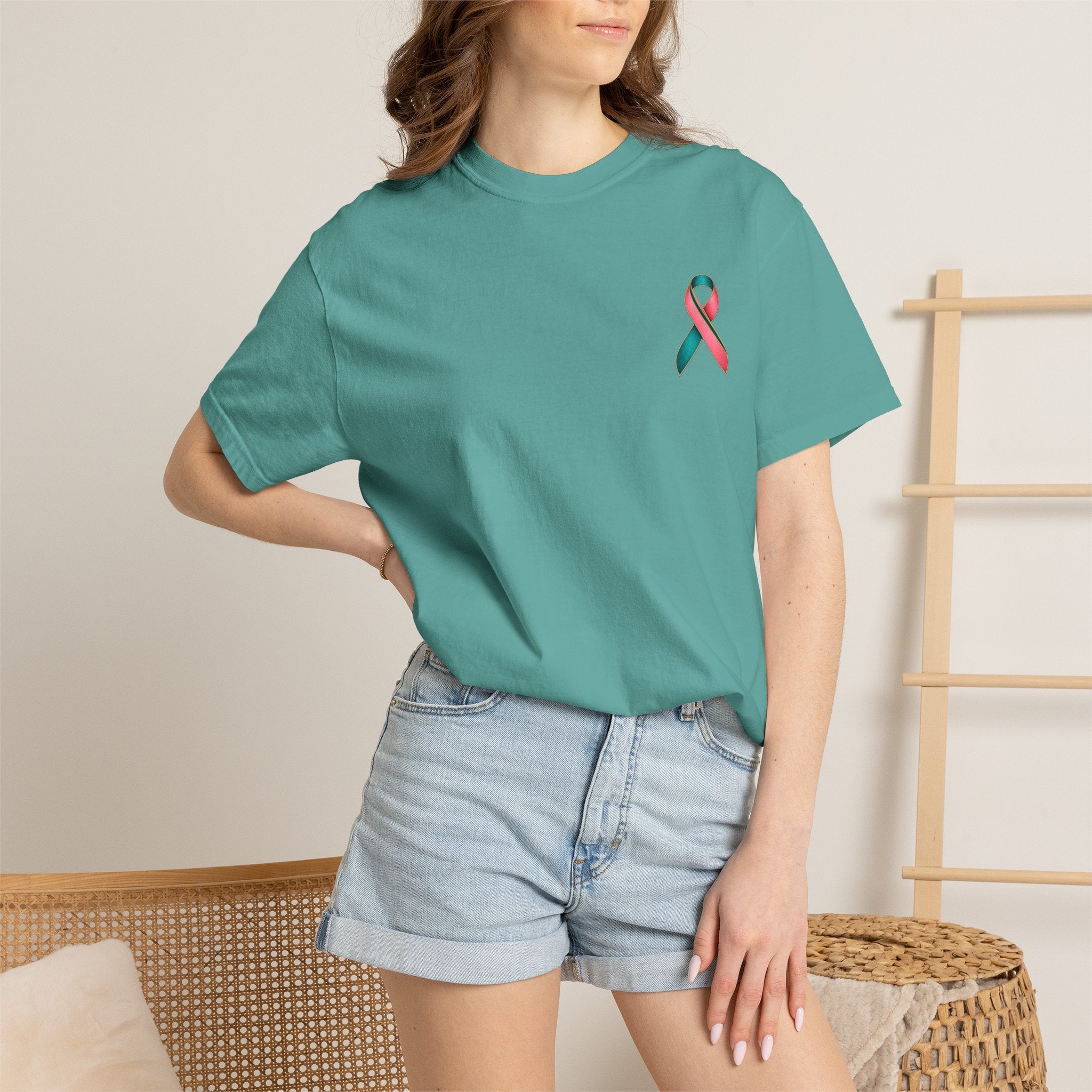 Metastatic Cancer Awareness Ribbon T‑Shirt — Garment‑Dyed Support Tee