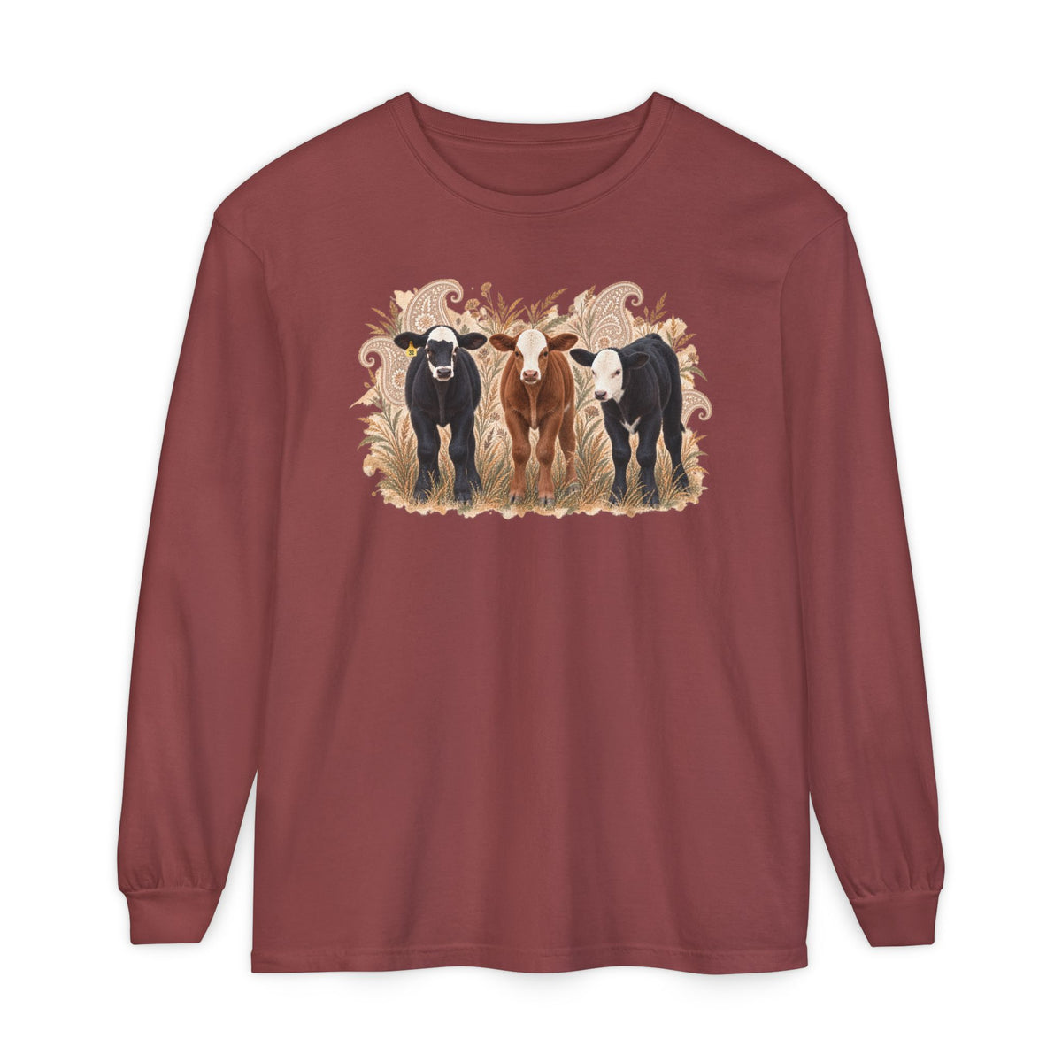 Cow Trio Long Sleeve Shirt — Rustic Farm Animal Tee for Ranch Lovers