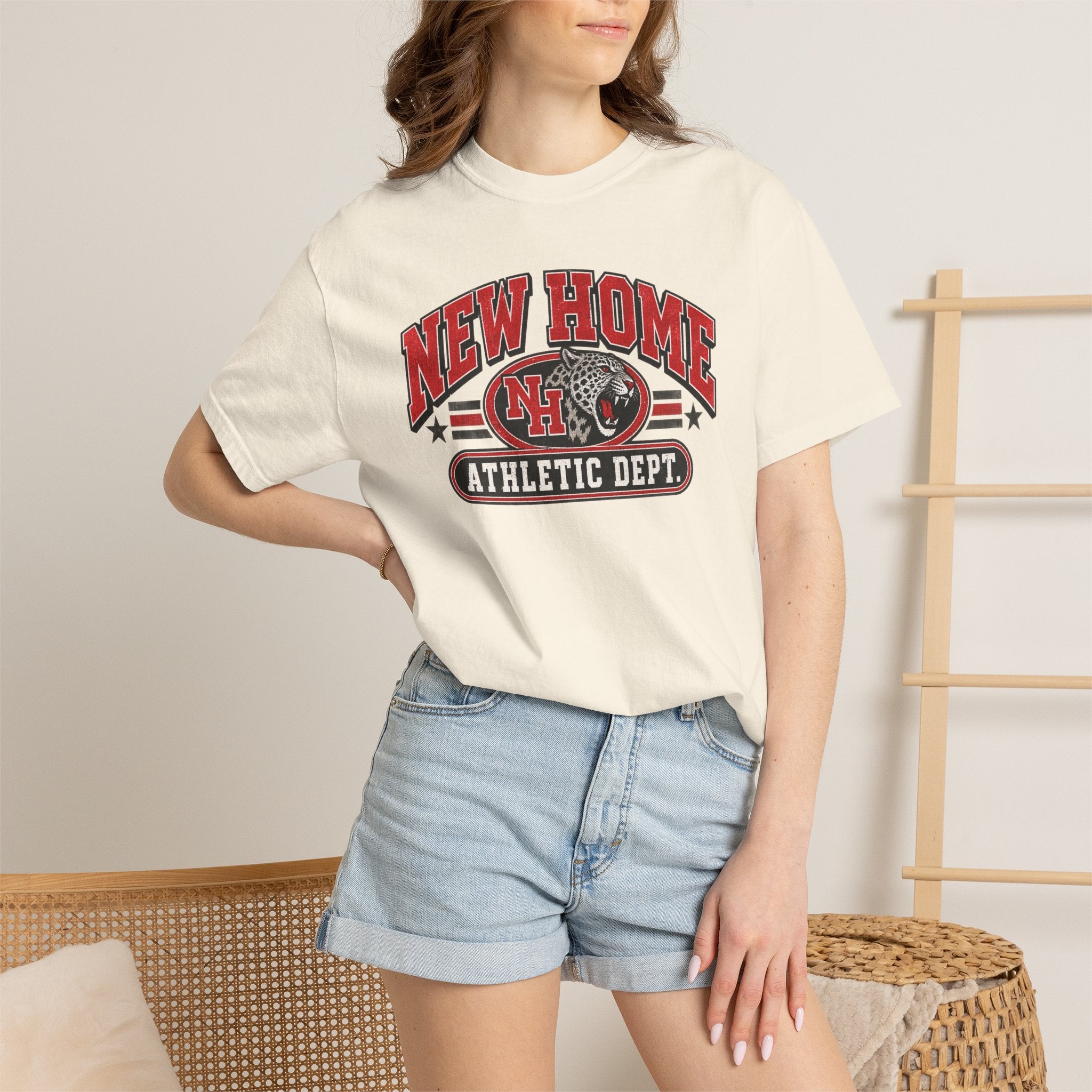 New Home Athletic Dept. T-Shirt — Vintage College Graphic Tee