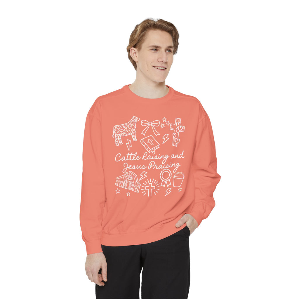 Cattle Raising & Jesus Praising Sweatshirt — Stockshow Mom Christian Crewneck