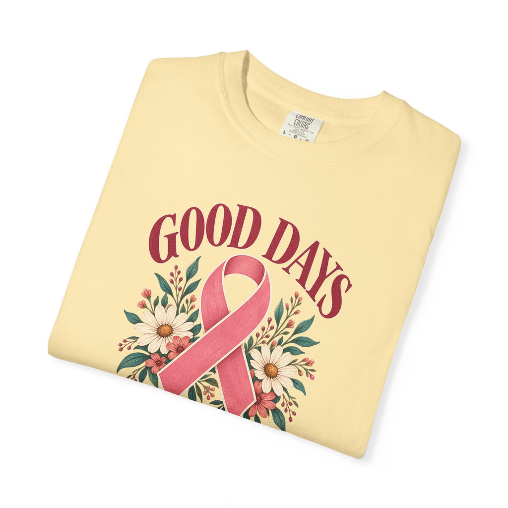 Breast Cancer Awareness T-Shirt — "Good Days Ahead" Ribbon Floral Tee