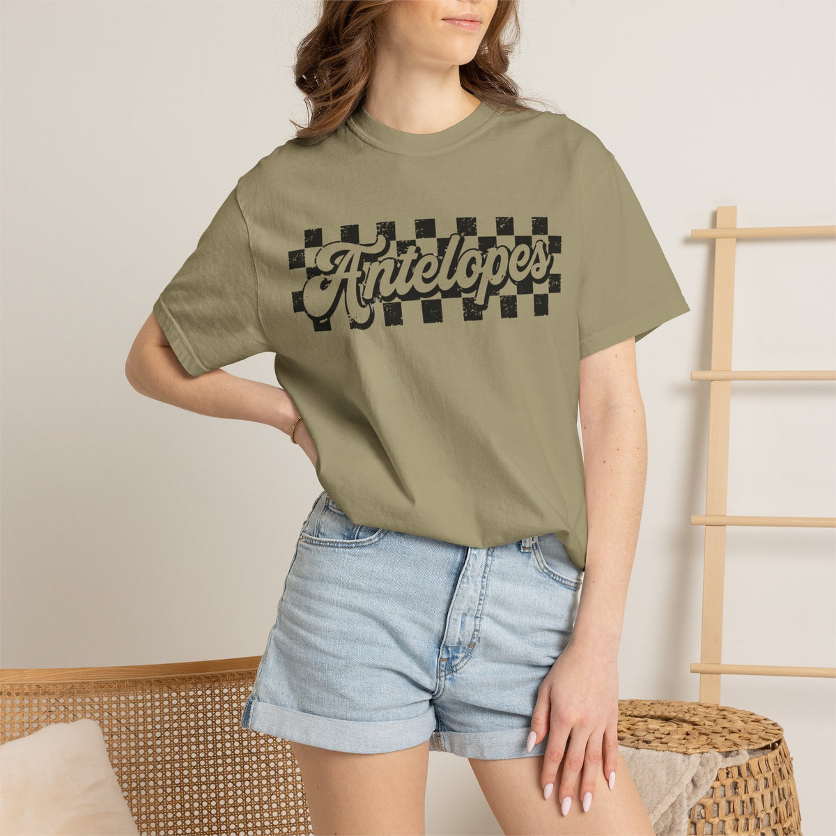 Antelopes Checkerboard Graphic T-Shirt